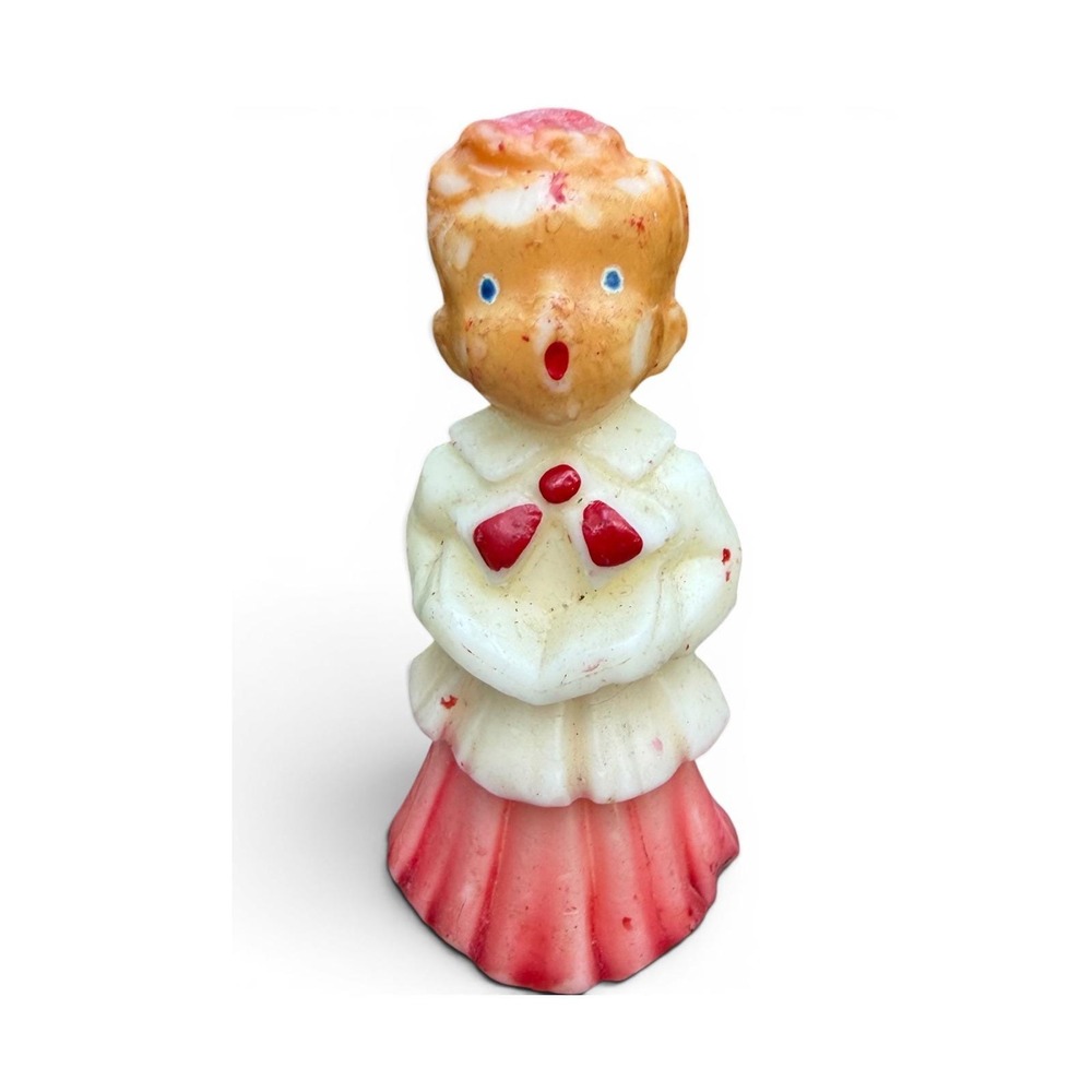 Vintage 1950s Gurley Christmas Candle Choir Boy Caroler Wax Figurine 5"
